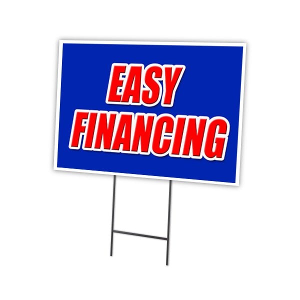 Easy Financing Yard Sign & Stake outdoor plastic coroplast window, C-1824-DS-Easy Financing
